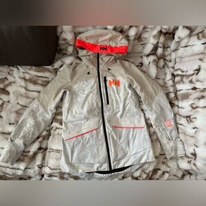 Helly Hansen Light Gray Ski Jacket with Red Highlights